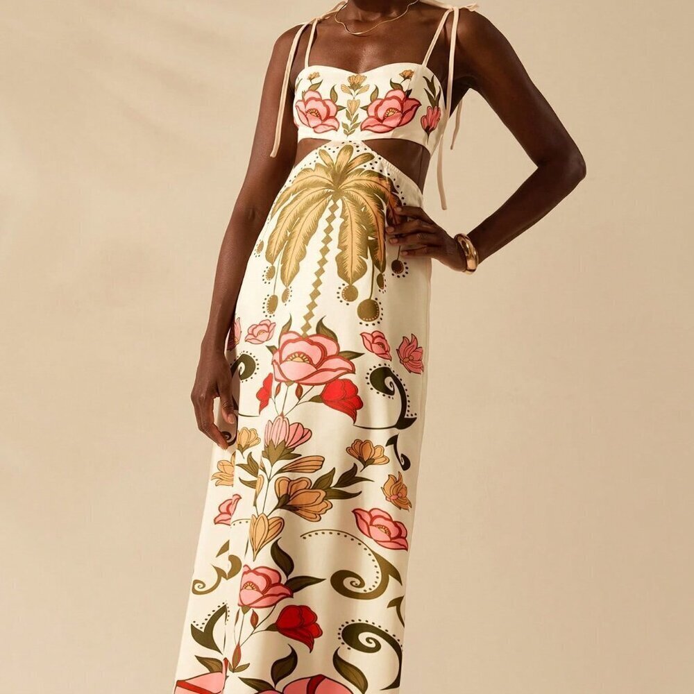 Multicolor Boho Women's Tropical Coconut Floral Sundress